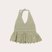 Crop top tricot avec broderie vert kaki femme