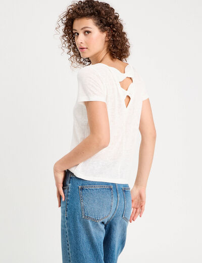 T-shirt noeuds dos ecru femme