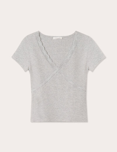 T -shirt manches courtes gris clair femme