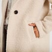 Manteau droit mi-long bouclettes beige femme