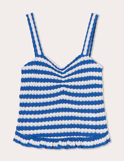 Débardeur tricot cropped blanc femme