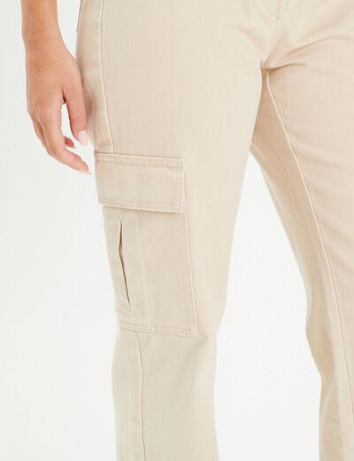 Pantalon cargo large ecru femme