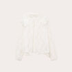 Blouse col rond manches longues dentelle ecru femme