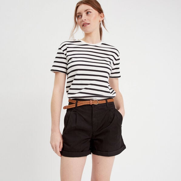 short chino ceinture noir femme Short chino ceinturé noir femme