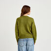 Pull col rond manches longues vert fonc&eacute; femme