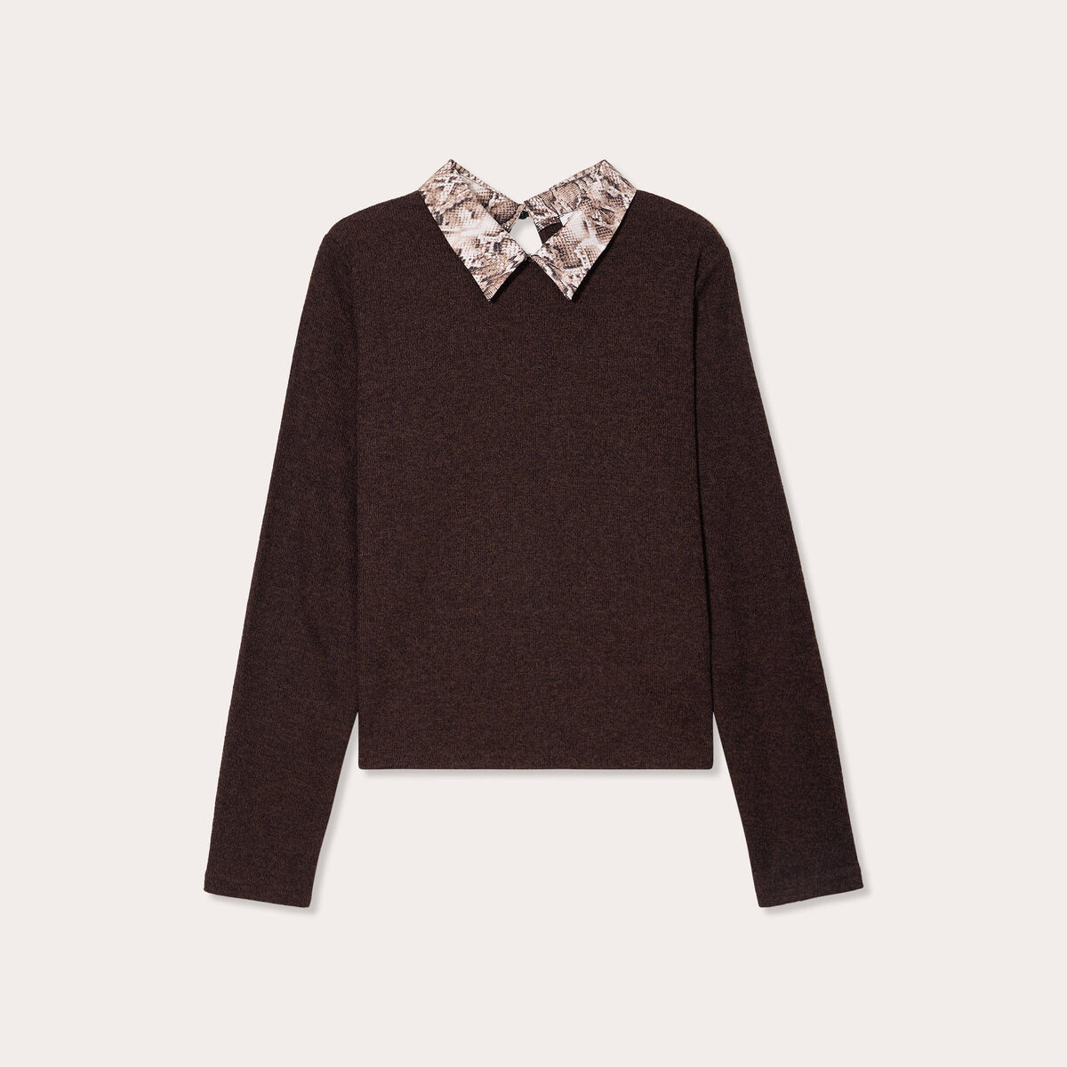 Pull manches longues marron foncé femme