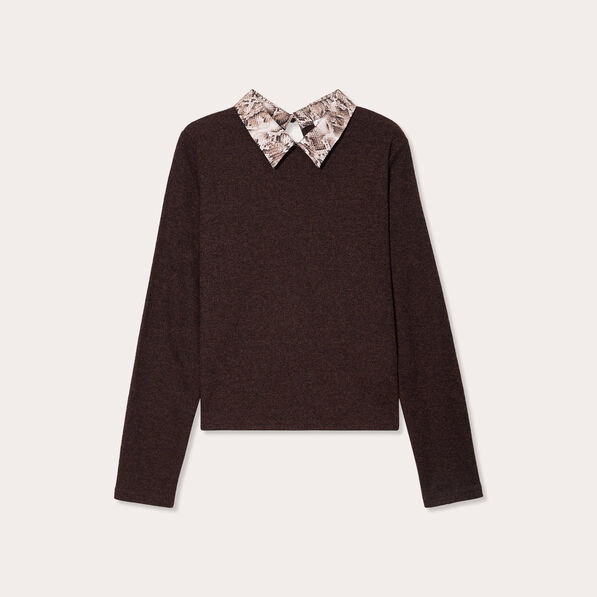 pull manches longues marron fonce femme Pull manches longues marron foncé femme