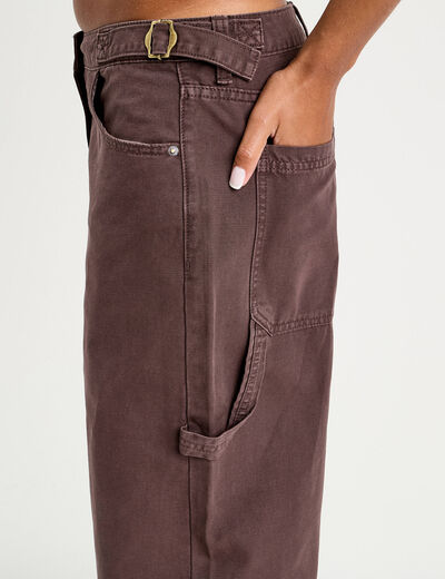 Pantalon regular boucles marron foncé femme