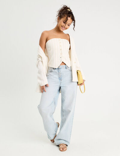 Bustier cintré boutons blanc femme