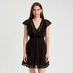 Robe &eacute;vas&eacute;e plumetis noir femme