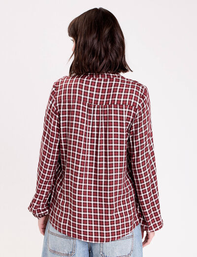 Blouse col montant manches longues bordeaux femme