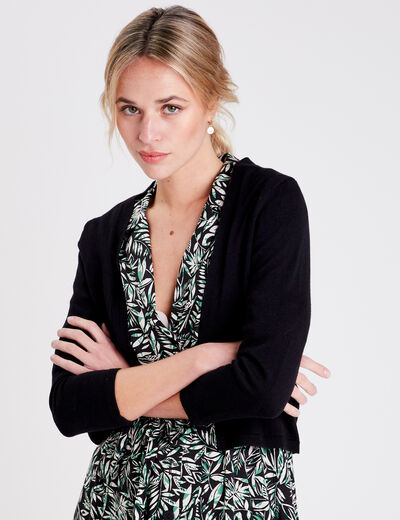 Gilet court ouvert noir femme