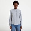 Chemise droite manches longues bleu fonc&eacute; femme
