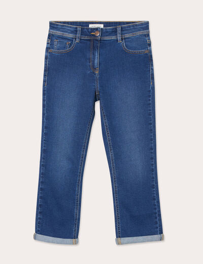 Pantacourt slim en jean denim stone femme