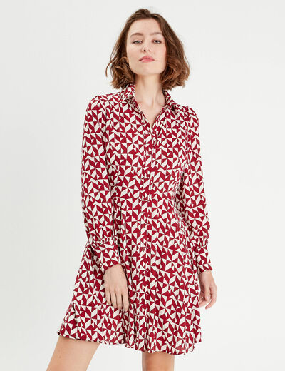 Robe chemise patineuse rouge femme