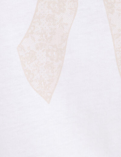 T-shirt droit court col rond dentelle blanc femme