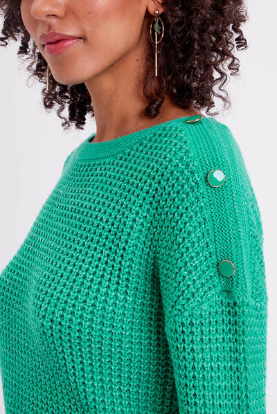 Pull manches longues vert femme