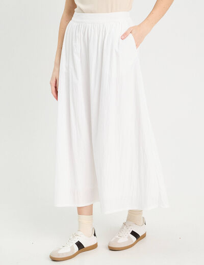 Jupe longue évasée blanc femme