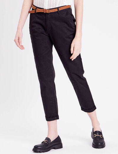 Pantalon chino 7/8ème noir femme