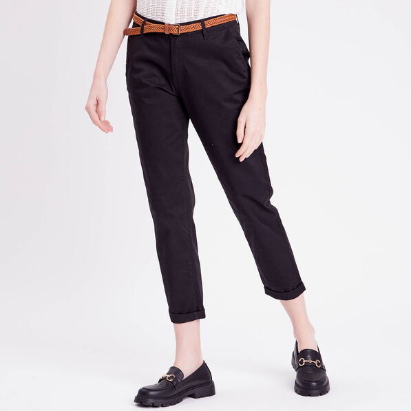 Pantalon chino 7/8ème noir femme