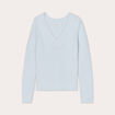 Pull manches longues col en V bleu pastel femme