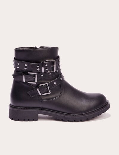Bottines brides cloutées noir femme