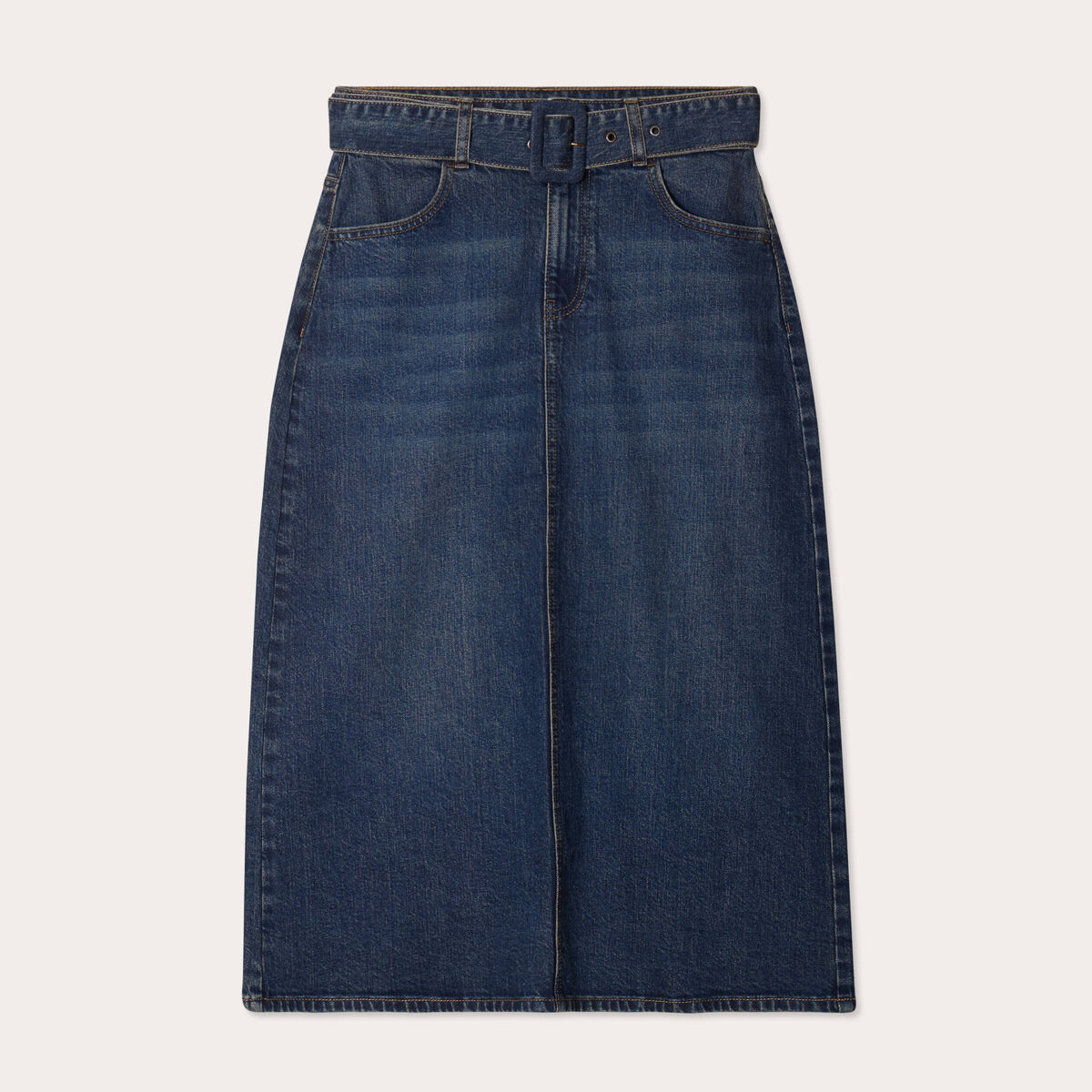 Jupe midi trapèze en jean denim dirty femme