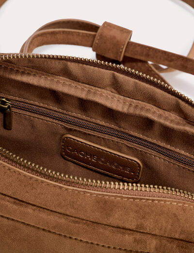 Sac aspect daim marron fonc&eacute; femme