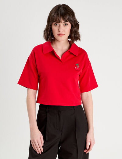 Polo avec patch brodé rouge femme