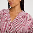 Blouse vichy brod&eacute;e rouge femme