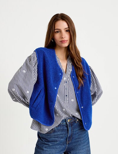 Gilet sans manches effet polaire bleu electrique femme