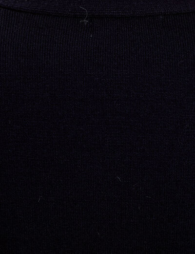 Gilet brod&eacute; col v bleu marine femme