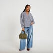 Blouse vichy brod&eacute;e bleu femme