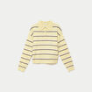Polo manches longues col chemise jaune clair femme