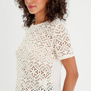 T-shirt manches courtes ecru femme