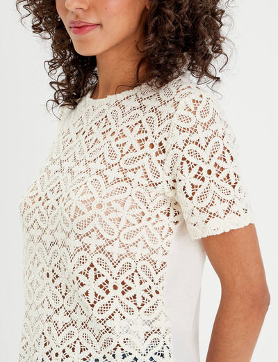 T-shirt manches courtes ecru femme
