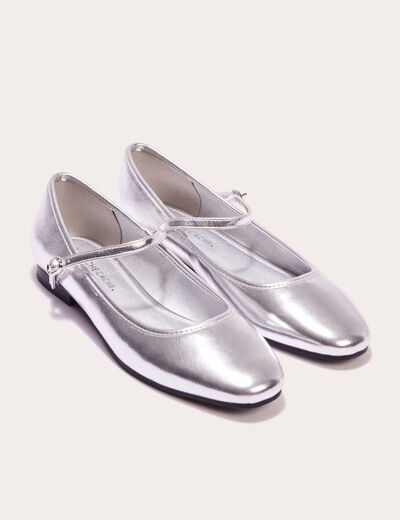 Ballerines plates gris argent femme