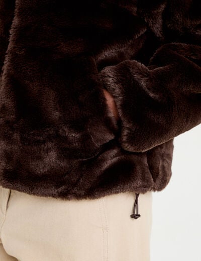 Parka r&eacute;versible &agrave; capuche marron fonc&eacute; femme