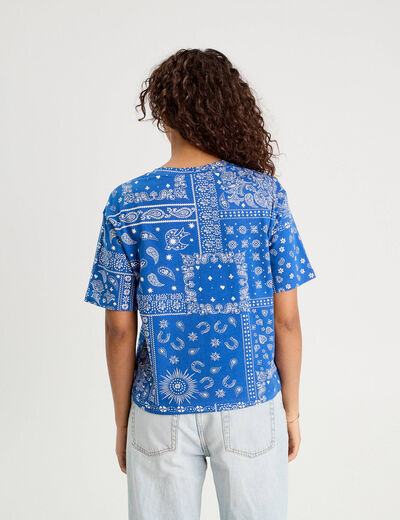 T-shirt manches courtes bleu femme