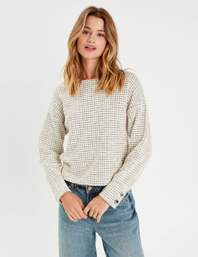 Sweat manches longues ecru femme
