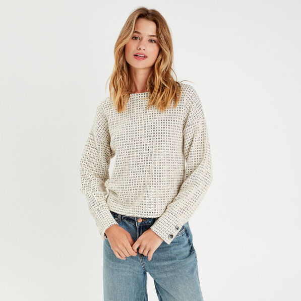 Sweat manches longues ecru femme