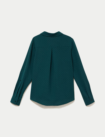Blouse droite manches longues vert fonc&eacute; femme
