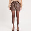 Short droit simili cuir taupe femme