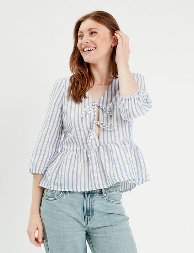 Blouse manches 3/4 ecru femme