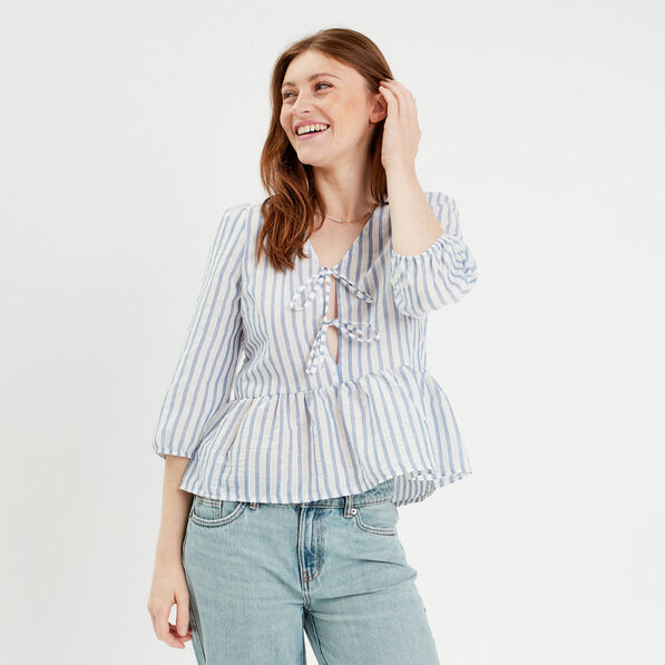 blouse manches 34 ecru femme Blouse manches 3/4 ecru femme