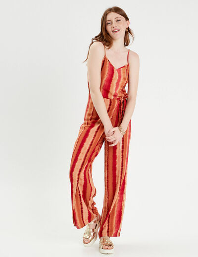Combinaison pantalon avec pans rouge femme