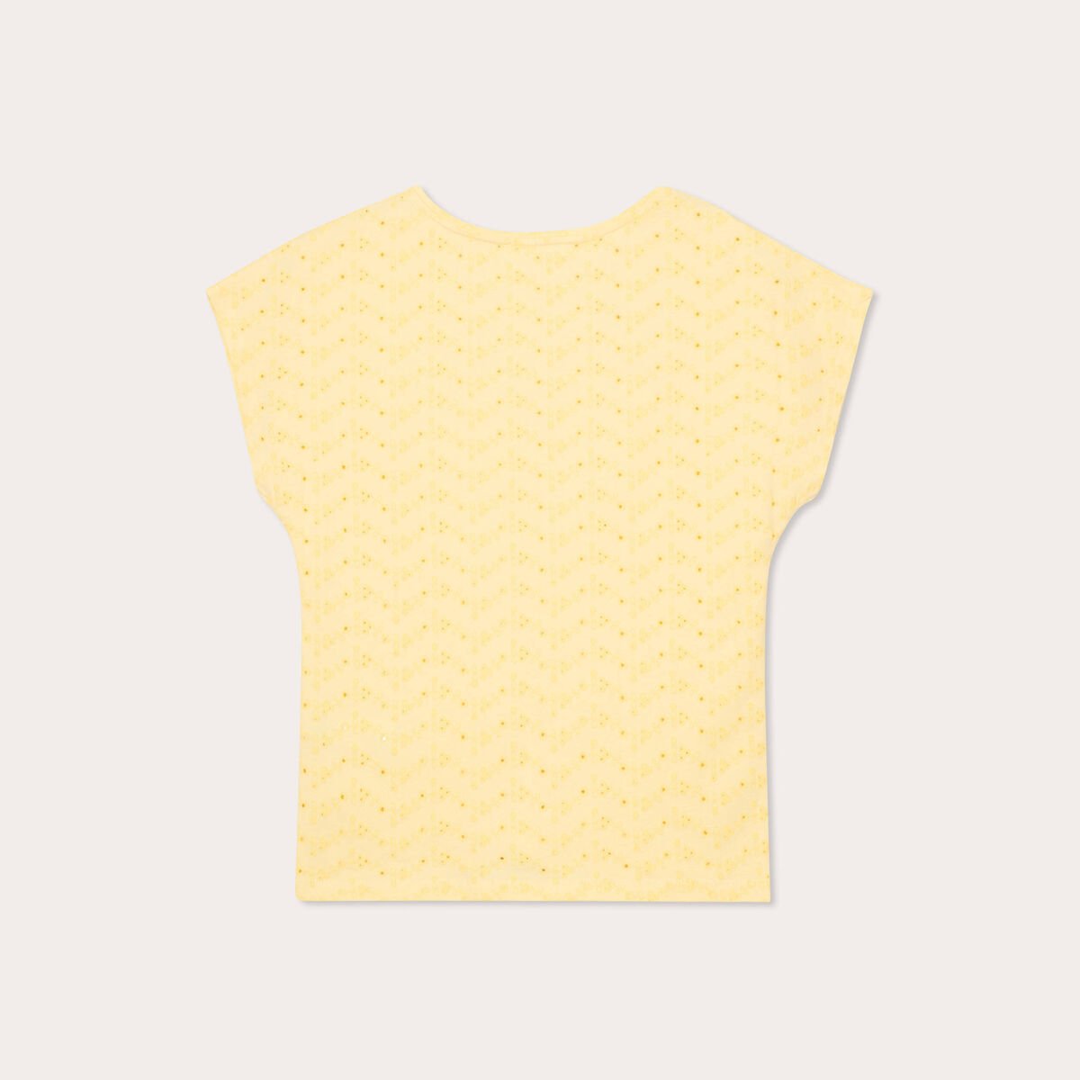 T-shirt broderie anglaise jaune clair femme