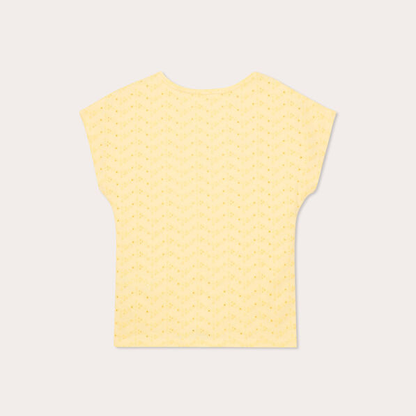 t shirt broderie anglaise jaune clair femme T-shirt broderie anglaise jaune clair femme