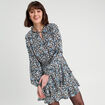 Robe évasée volantée noir femme