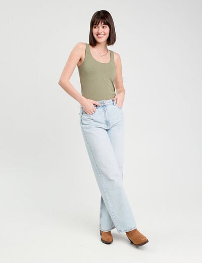 Débardeur bretelles larges vert kaki femme